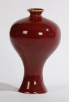 A CHINESE MEIPING MONOCHROME COPPER RED GLAZE PORCELAIN VASE.