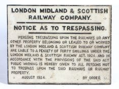 LONDON MIDLAND AND SCOTTISH RAILWAY CAST IRON SIGN.