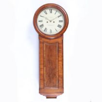 A MID 19TH CENTURY MAHOGANY, BOXWOOD AND CROSSBANDED 'NORWICH' 8 DAY WALL CLOCK - D J HOY MATTISHALL