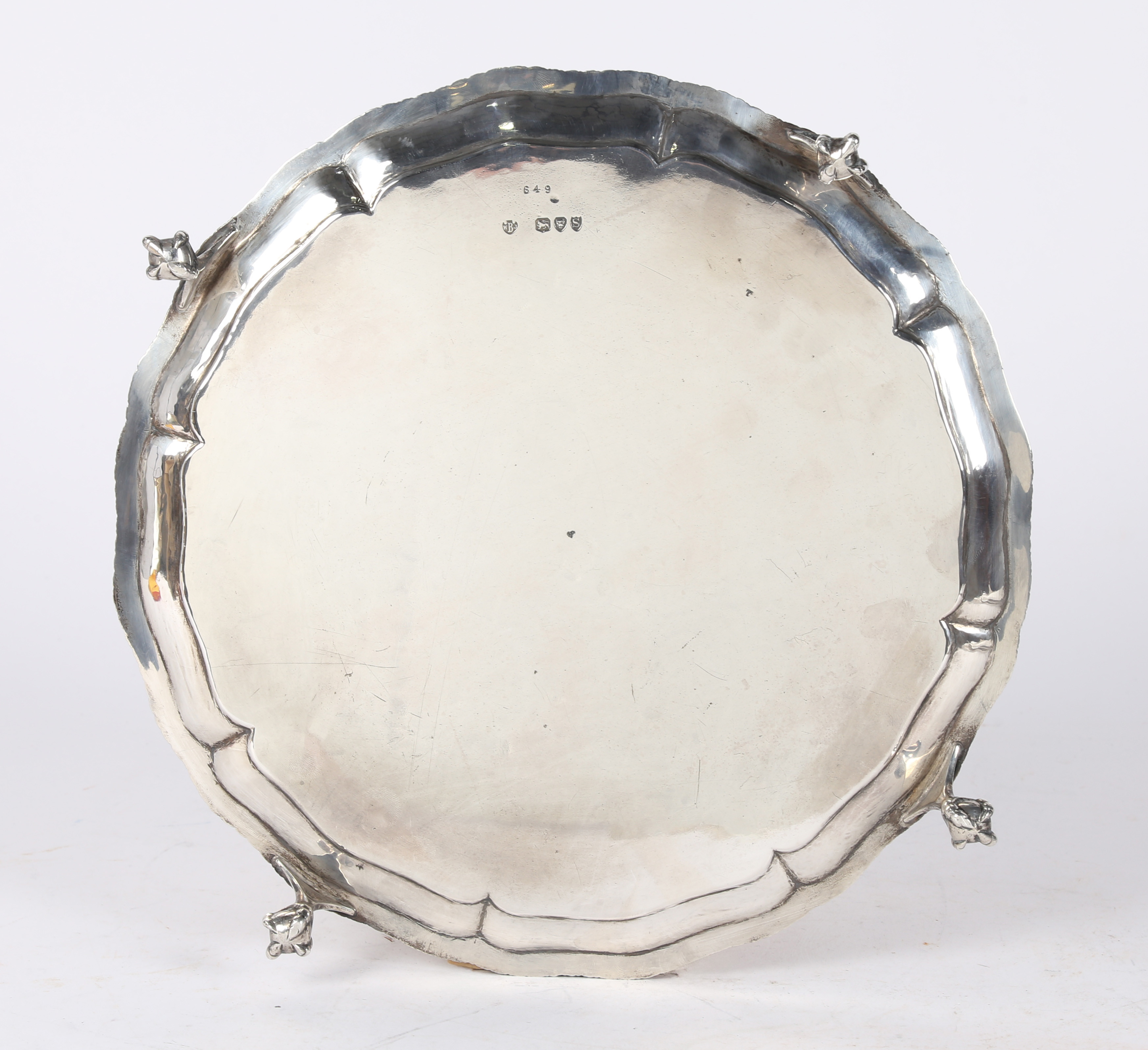 A VICTORIAN SILVER SALVER. - Image 3 of 4