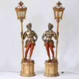 A PAIR OF 20TH CENTURY BLACKAMOOR FLOOR LAMPS.