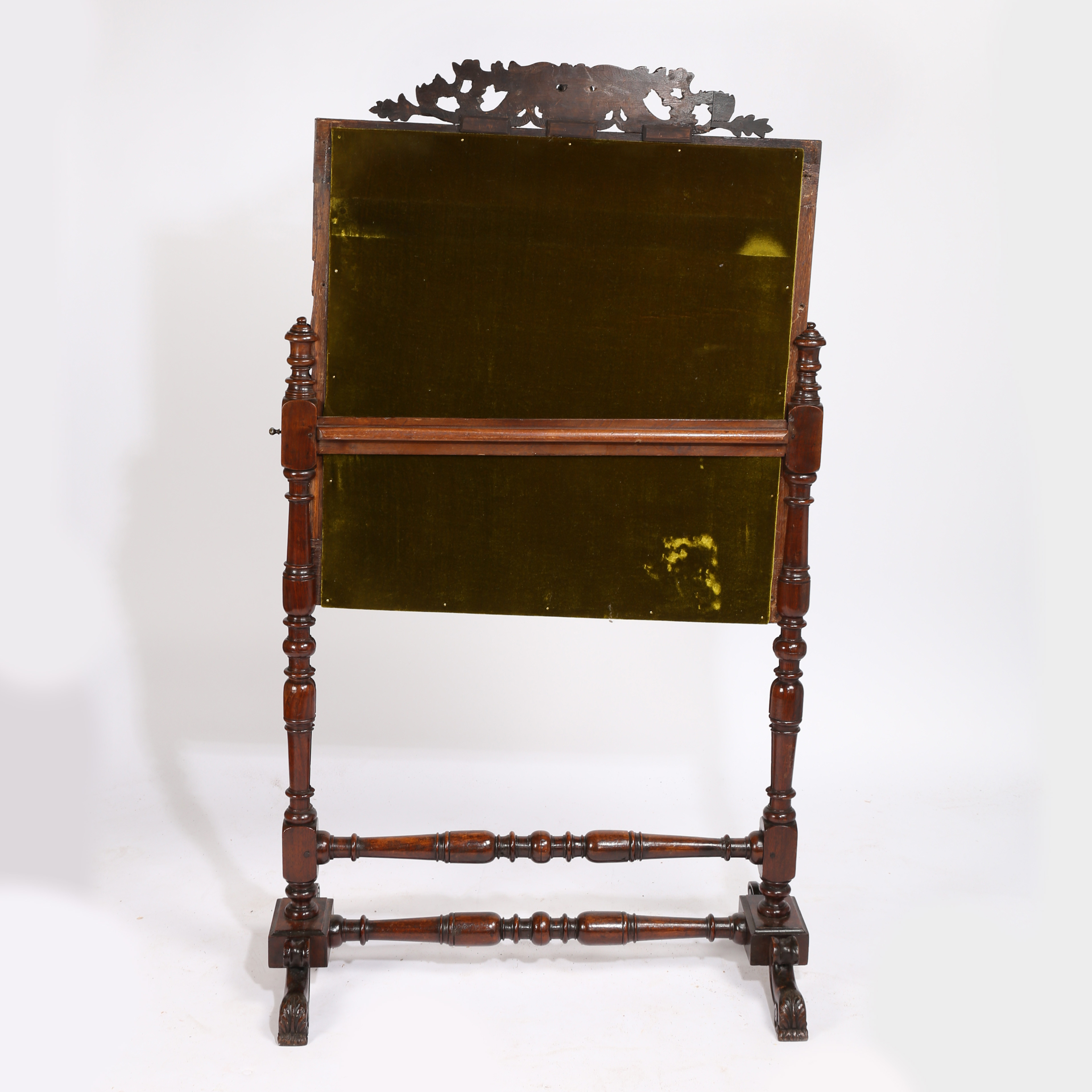 A VICTORIAN MAHOGANY FIRESCREEN. - Image 6 of 6