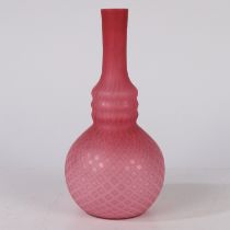 A MID TO LATE 19TH CENTURY PINK SATIN VASE OF GOURD FORM POSSIBLY STEVENS & WILLIAMS.