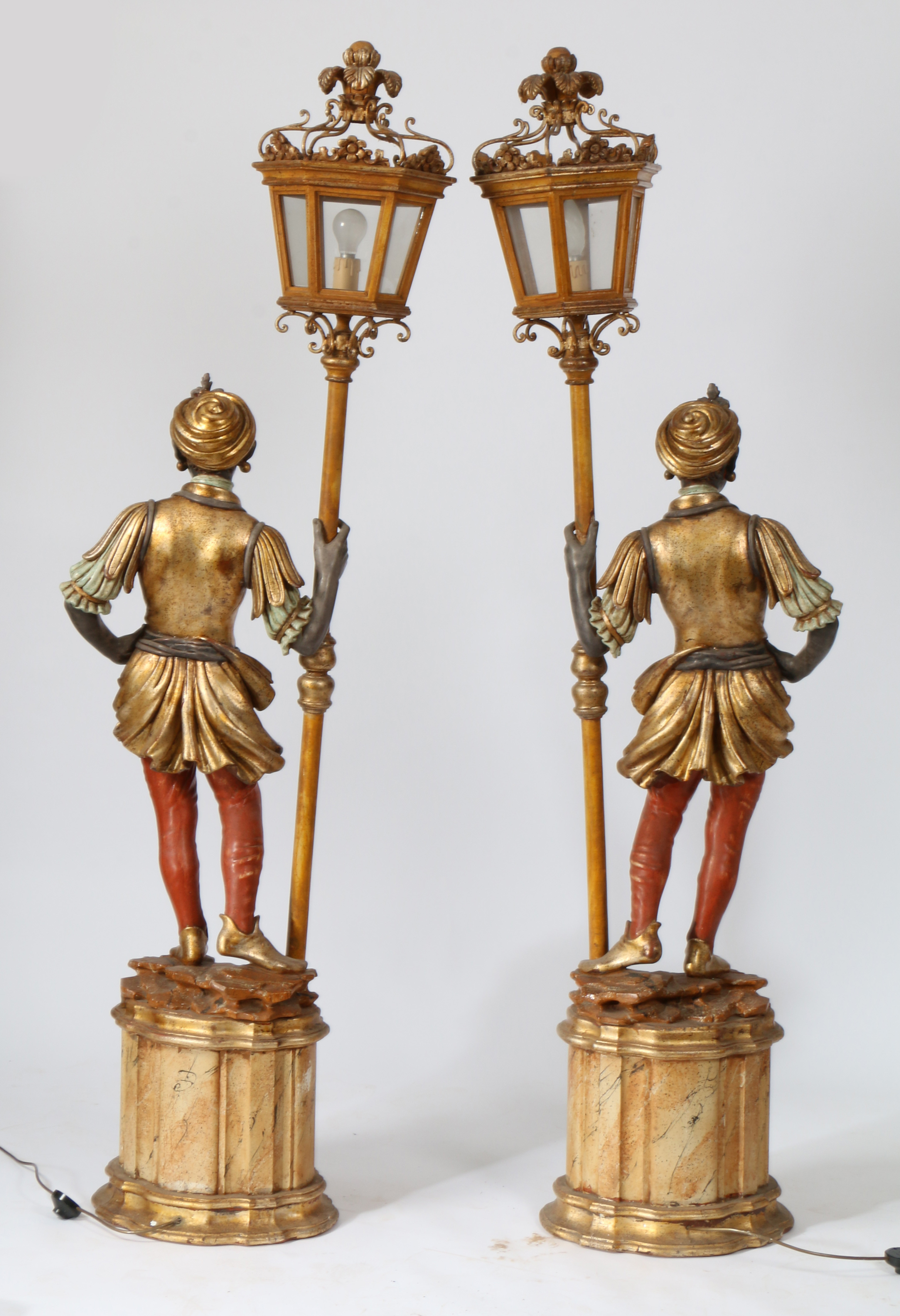 A PAIR OF 20TH CENTURY BLACKAMOOR FLOOR LAMPS. - Image 2 of 4