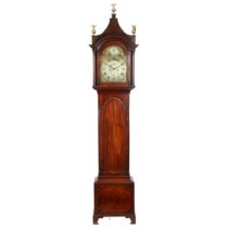 A LATE 18TH CENTURY MAHOGANY 8 DAY LONGCASE CLOCK BY GEORGE LACY OF PORTSMOUTH.