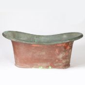 A LATE 19TH CENTURY FRENCH GALVANIZED METAL BATH.