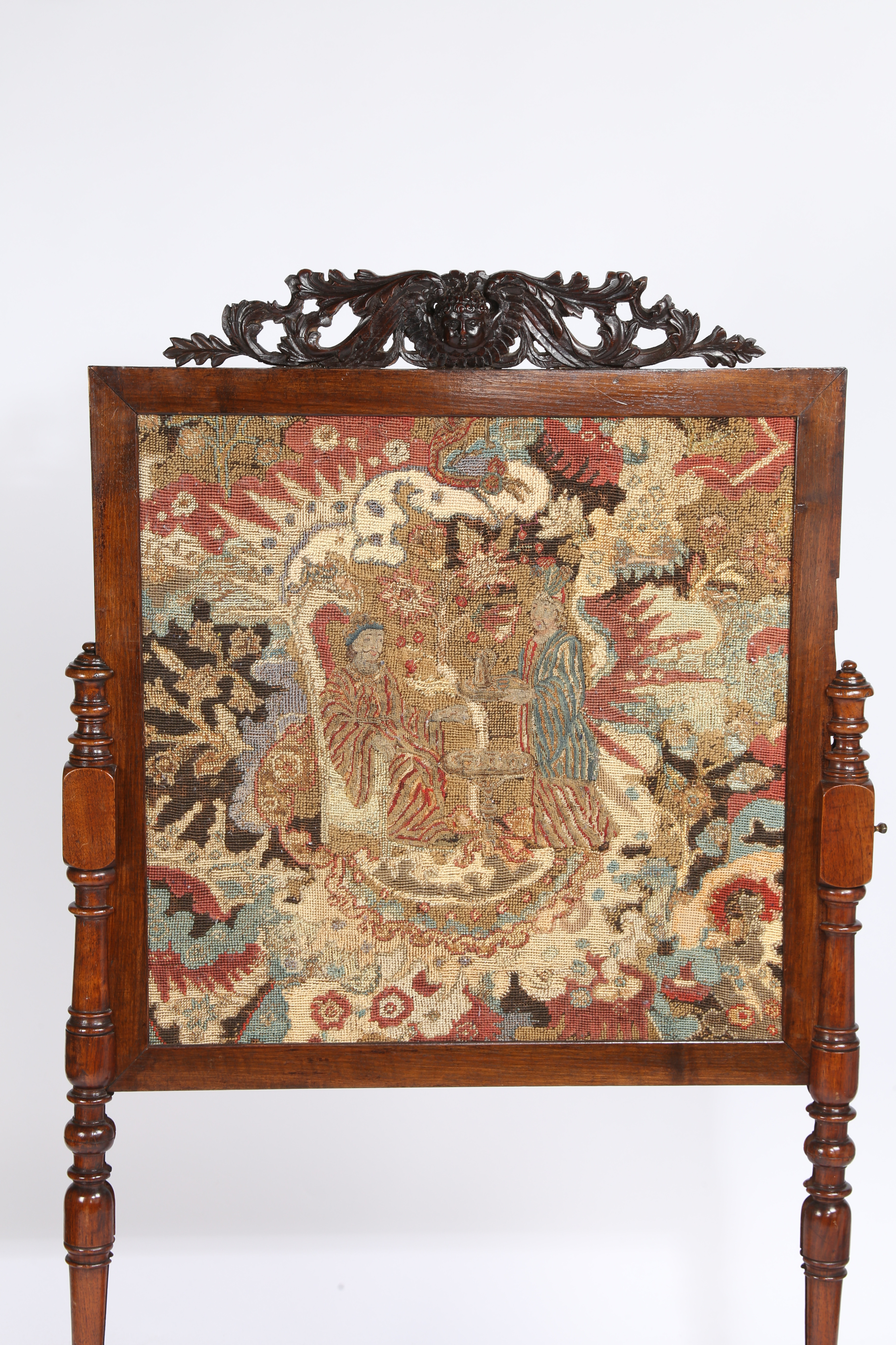 A VICTORIAN MAHOGANY FIRESCREEN. - Image 3 of 6