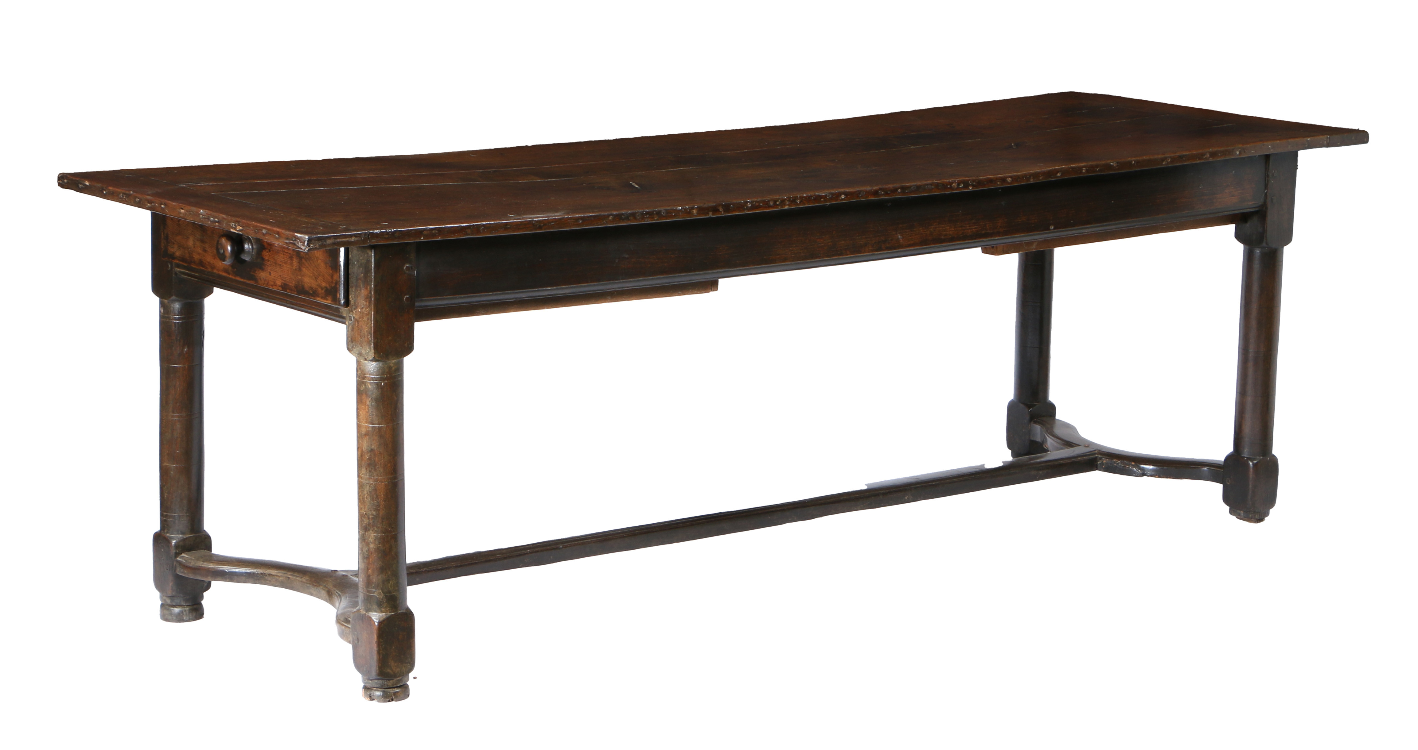 AN EARLY 19TH CENTURY FRENCH OAK FARMHOUSE TABLE. - Image 2 of 2