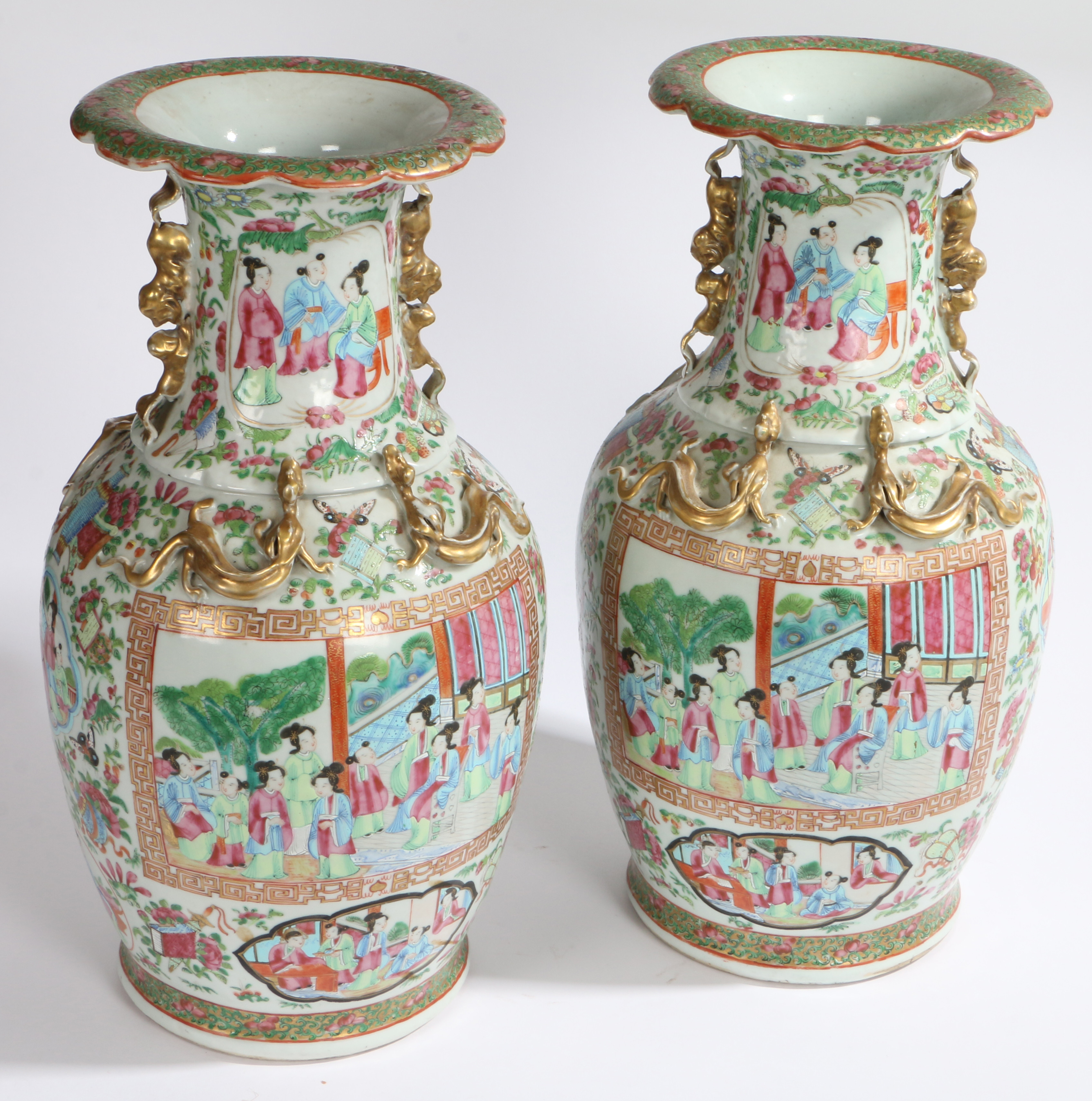 A PAIR OF CANTONESE PORCELAIN VASES, 19TH CENTURY. - Image 3 of 4