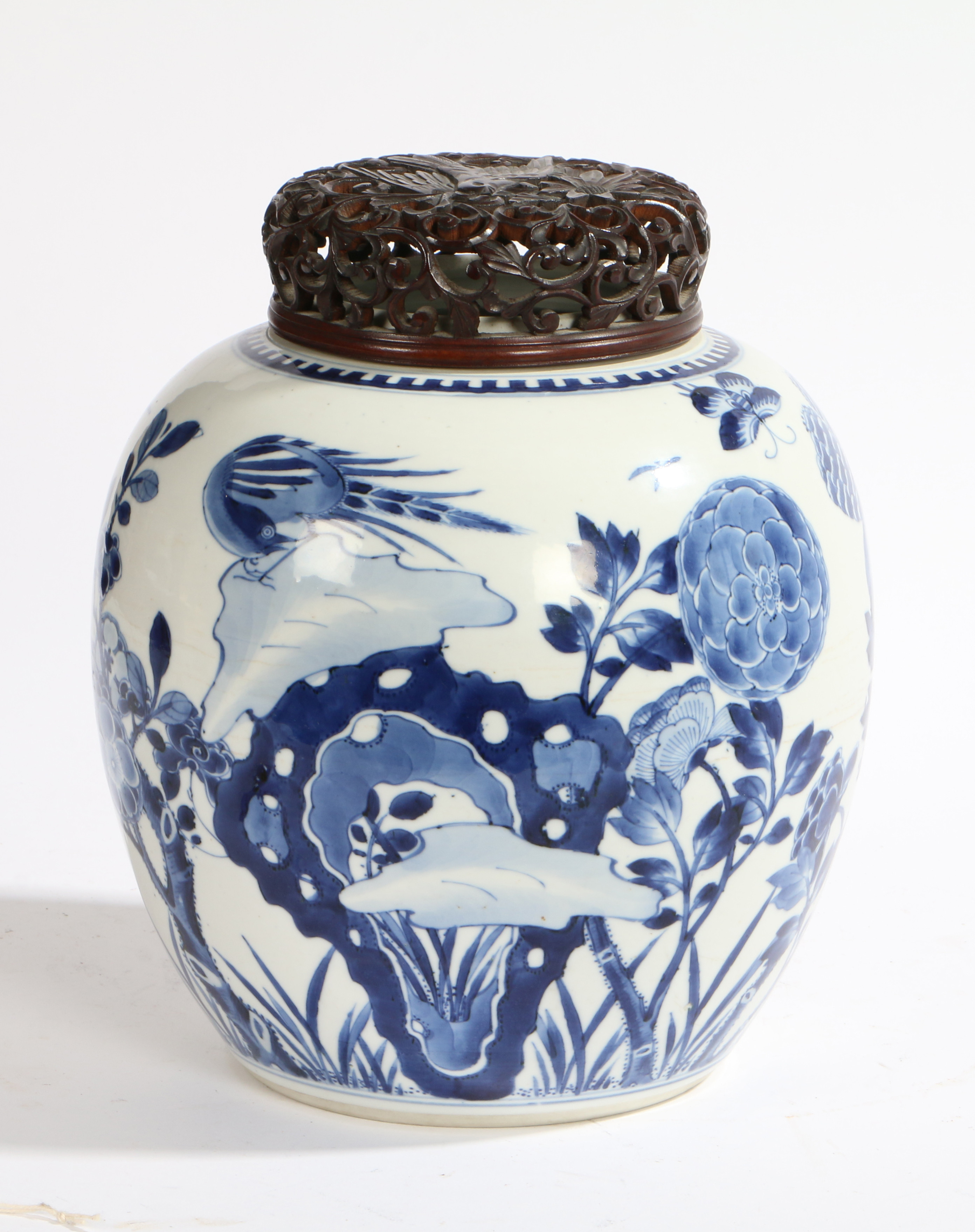 A CHINESE PORCELAIN BLUE & WHITE GINGER JAR, KANGXI. - Image 5 of 5