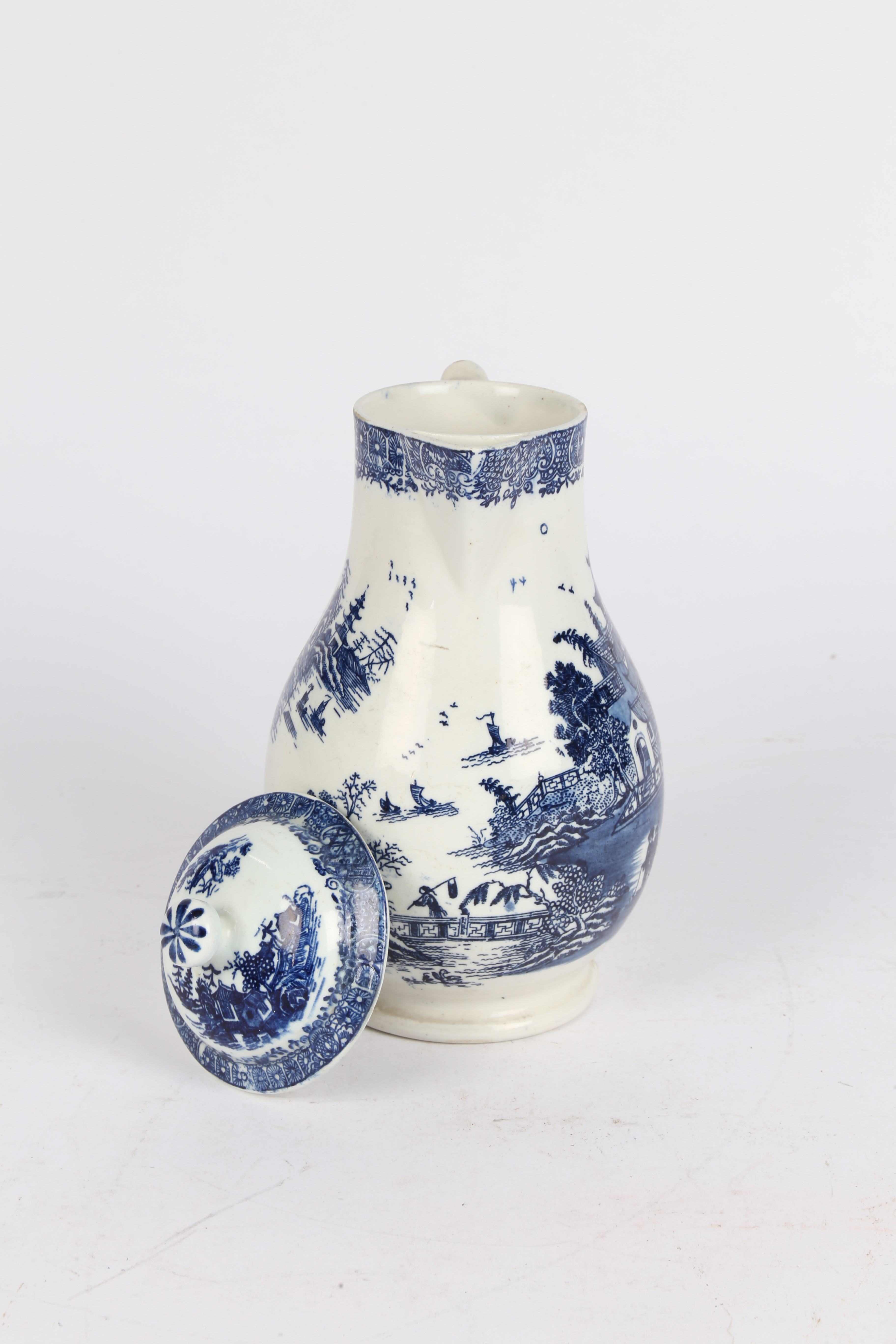 A LOWESTOFT PORCELAIN HOT WATER JUG AND COVER. - Image 6 of 8