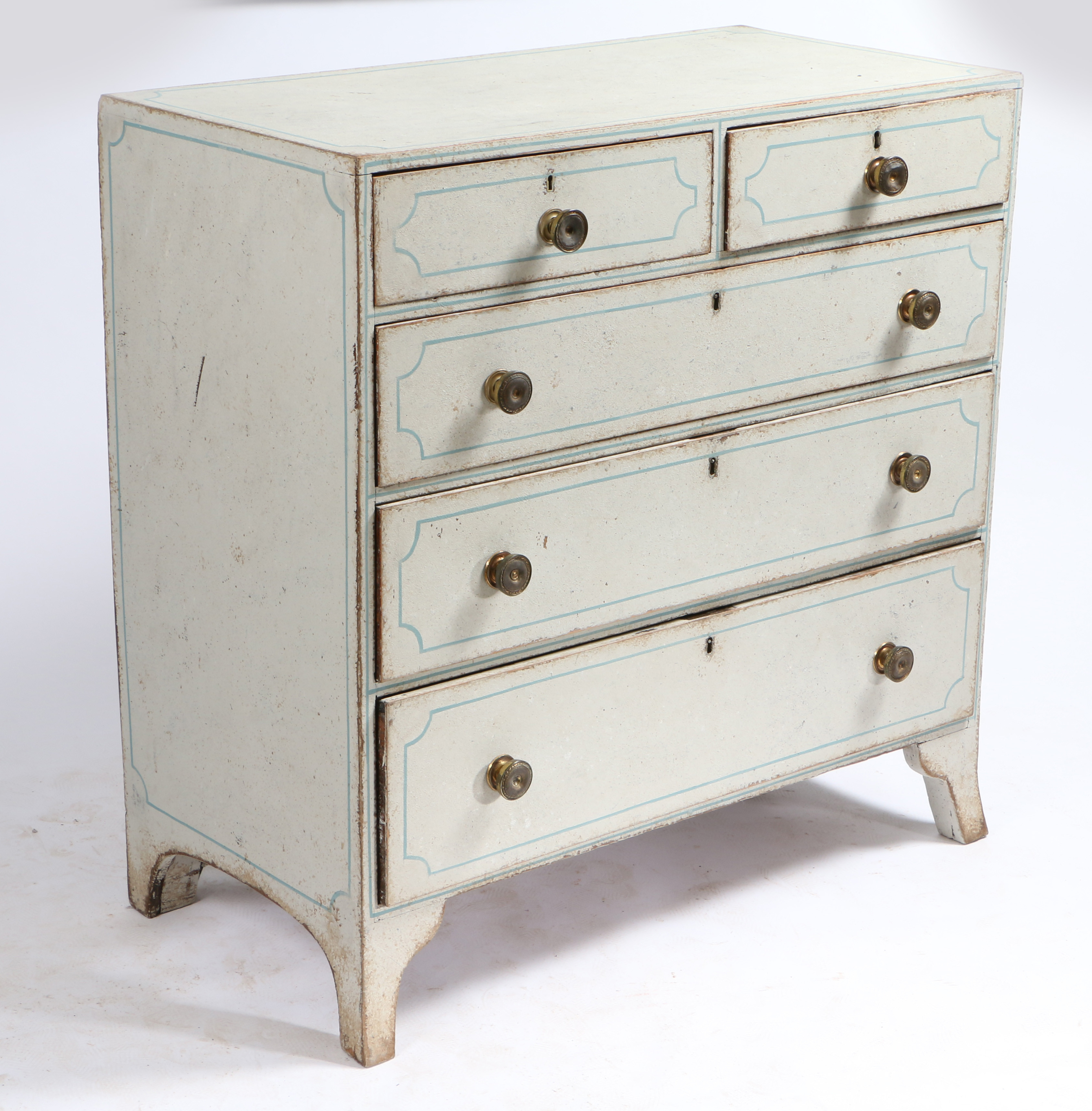 A 19TH CENTURY PAINTED CHEST OF DRAWERS. - Image 2 of 2