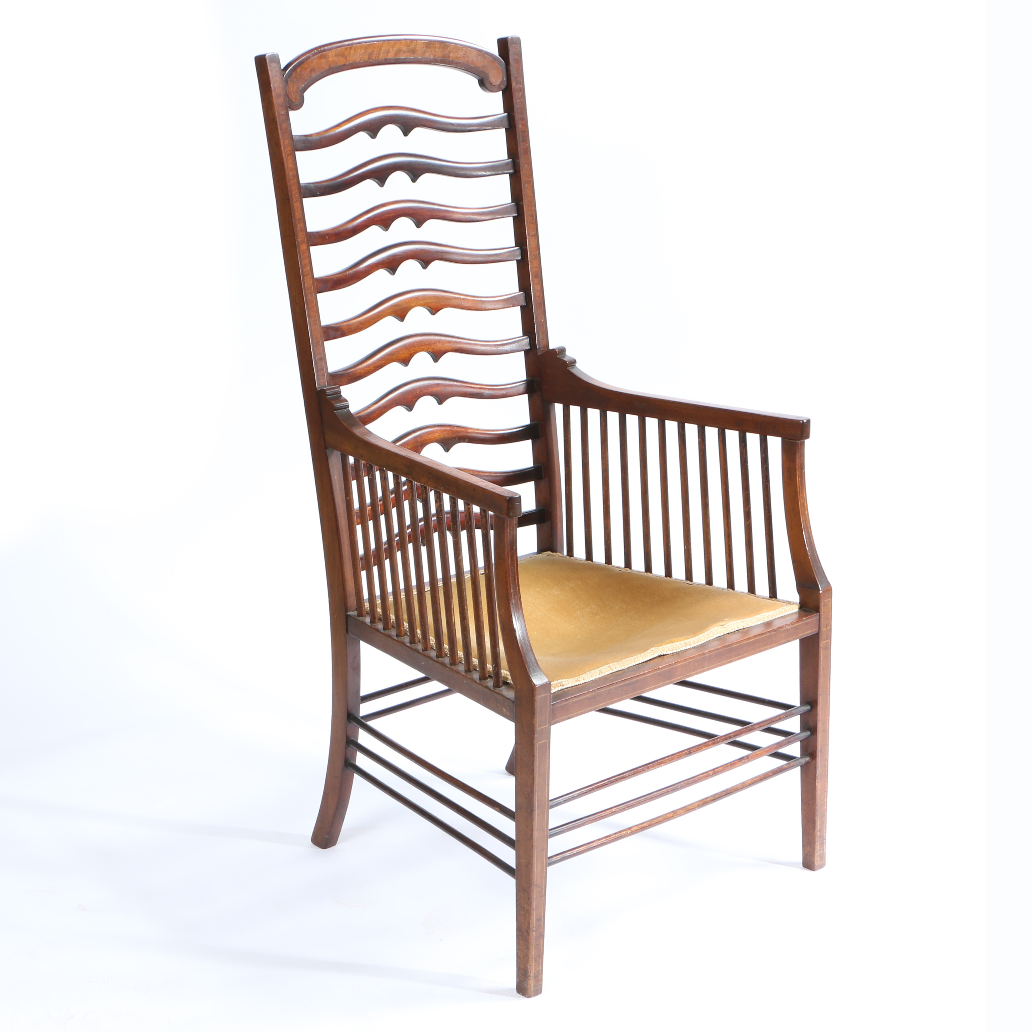AN ARTS AND CRAFTS LADDER BACK CHAIR. - Image 2 of 4