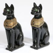 A PAIR OF 20TH CENTURY RESIN EGYPTIAN CATS.