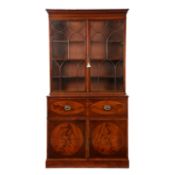 A GEORGE III MAHOGANY AND SATINWOOD BANDED SECRETAIRE BOOKCASE.