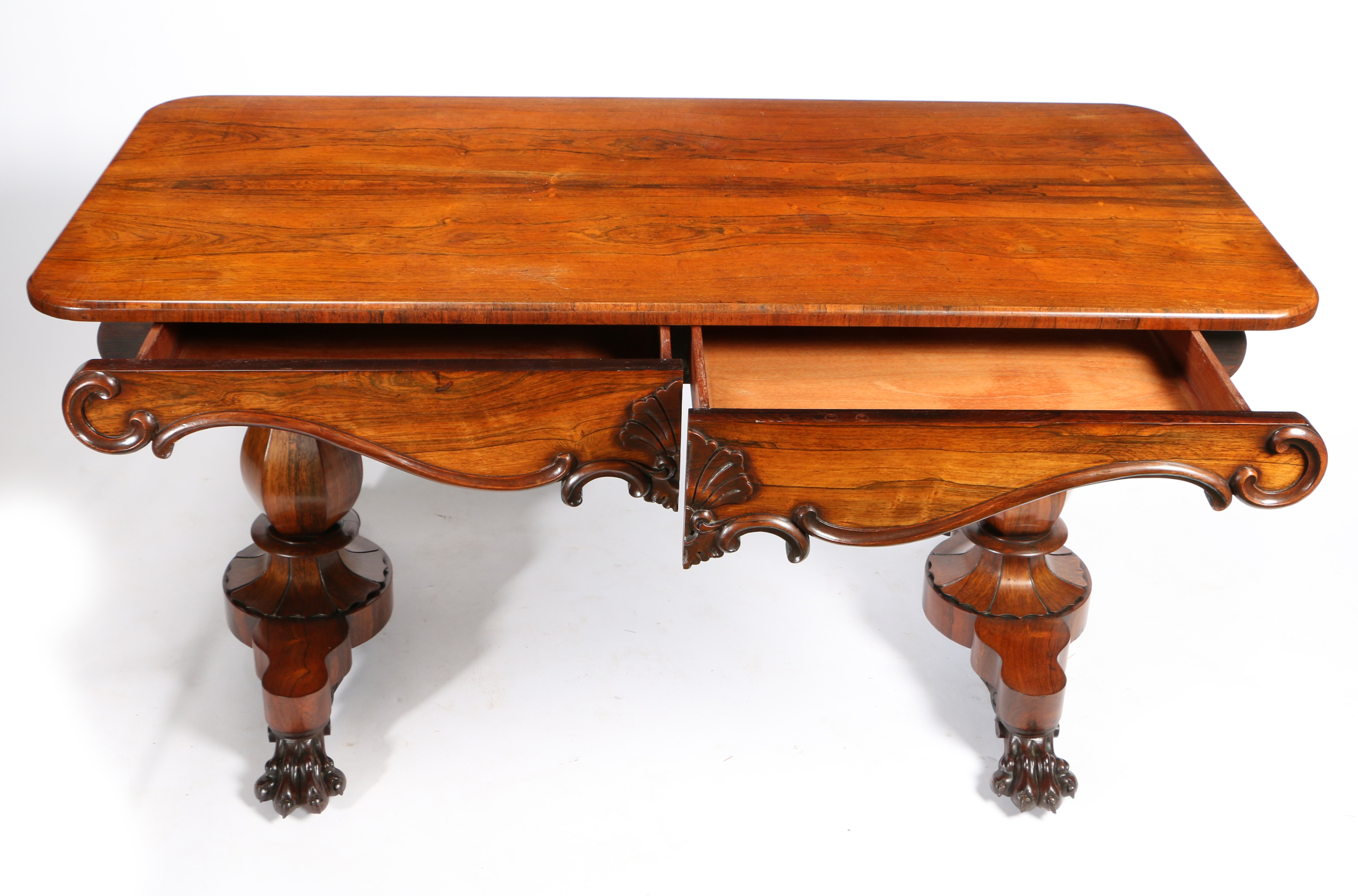 A WILLIAM IV ROSEWOOD LIBARAY TABLE. - Image 2 of 3