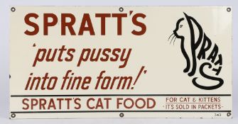 SPRATT'S ENAMEL ADVERTISING SIGN.