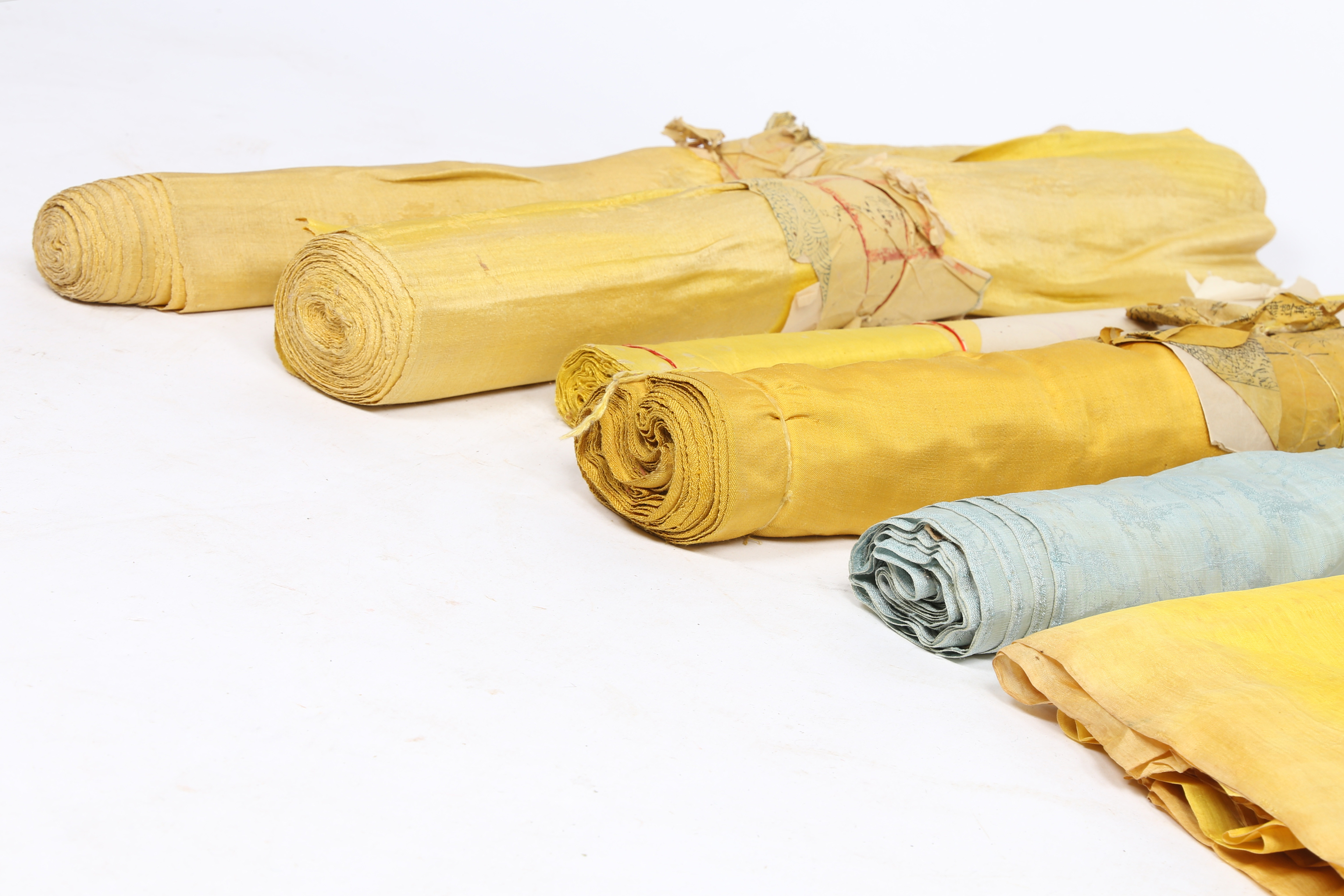 SIX CHINESE SILK FABRIC BOLTS, QING DYNASTY. - Image 3 of 6