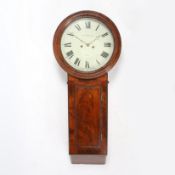 A MID 19TH CENTURY MAHOGANY 'NORWICH' 8 DAY WALL CLOCK BY JOHN THOMPSON, ACLE.