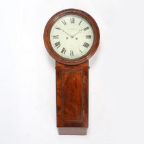 A MID 19TH CENTURY MAHOGANY 'NORWICH' 8 DAY WALL CLOCK BY JOHN THOMPSON, ACLE.