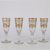 A SET OF FOUR LATE 18TH CENTURY BOHEMIAN WINE GLASSES.