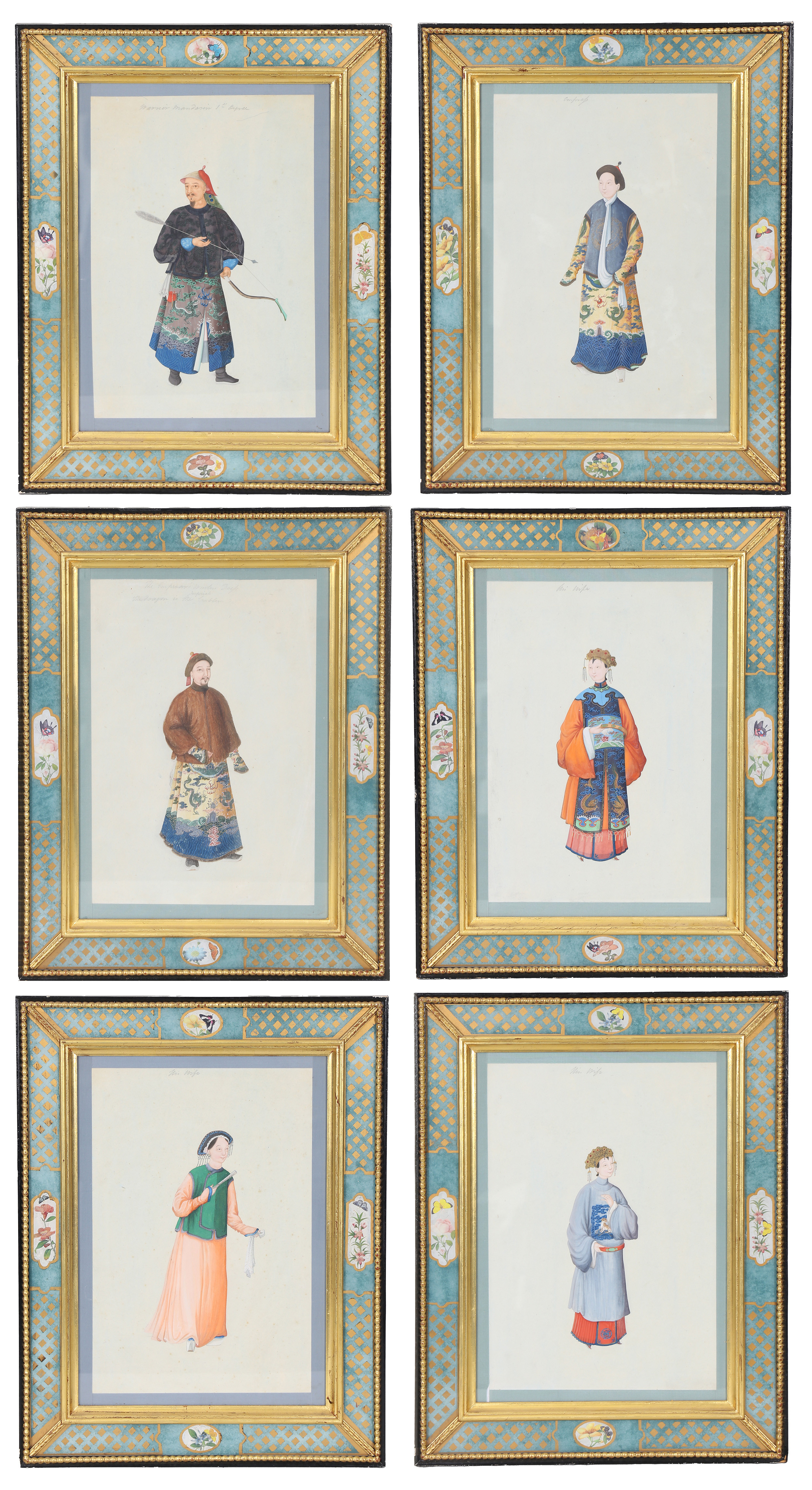 A SET OF SIX 19TH CENTURY CHINESE EXPORT PAINTINGS.