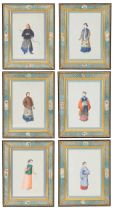 A SET OF SIX 19TH CENTURY CHINESE EXPORT PAINTINGS.