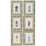 A SET OF SIX 19TH CENTURY CHINESE EXPORT PAINTINGS.