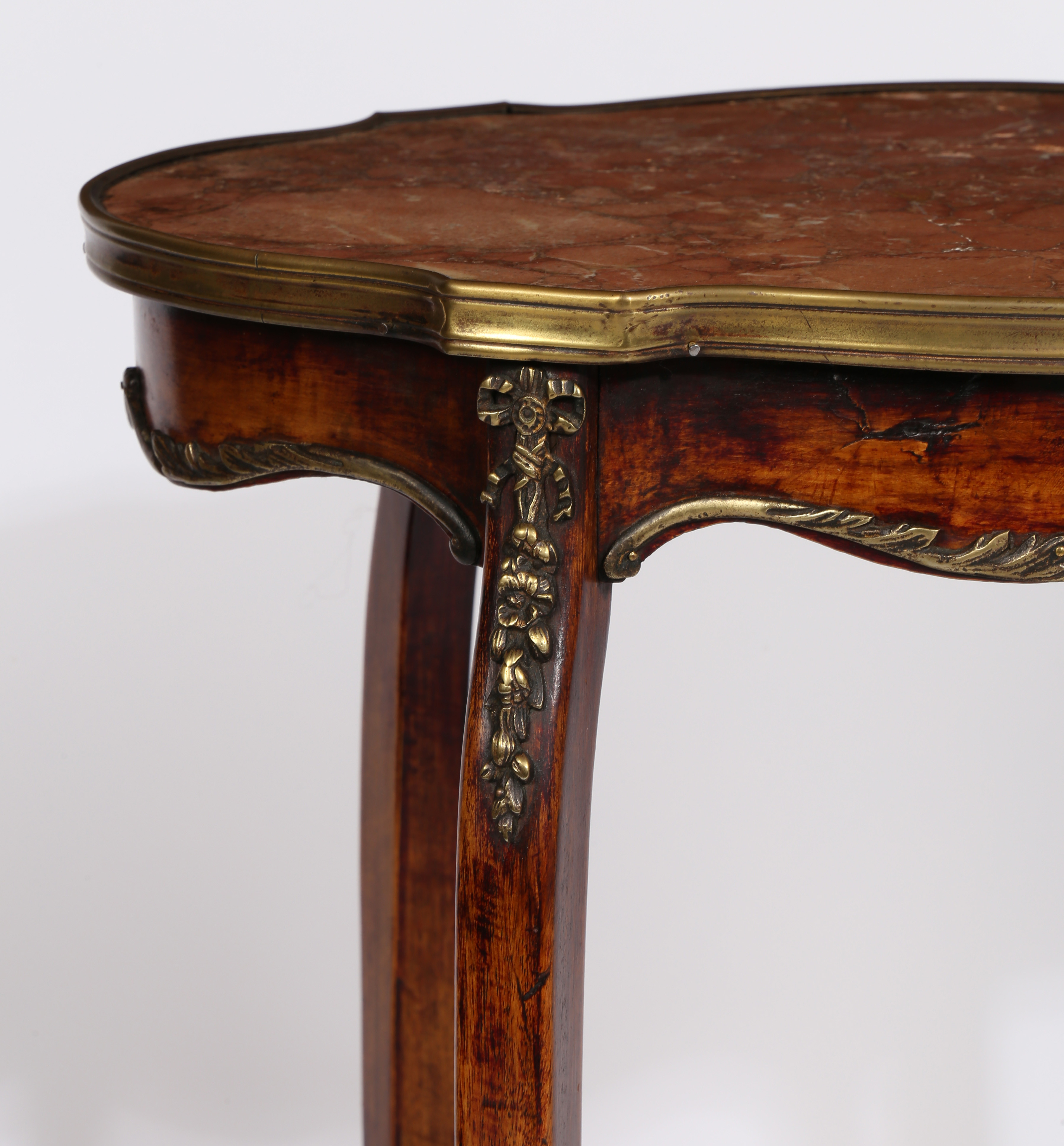 A 19TH CENTURY FRENCH MARBLE TOPPED TWO TIER TABLE. - Image 2 of 5
