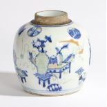 A CHINESE QING DYNASTY OVOID PORCELAIN JAR AND COVER.