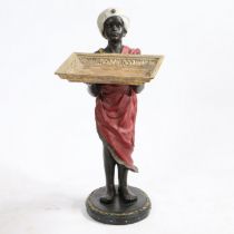 A 20TH CENTURY BLACKAMOOR FIGURE HOLDING FRUIT TRAY.