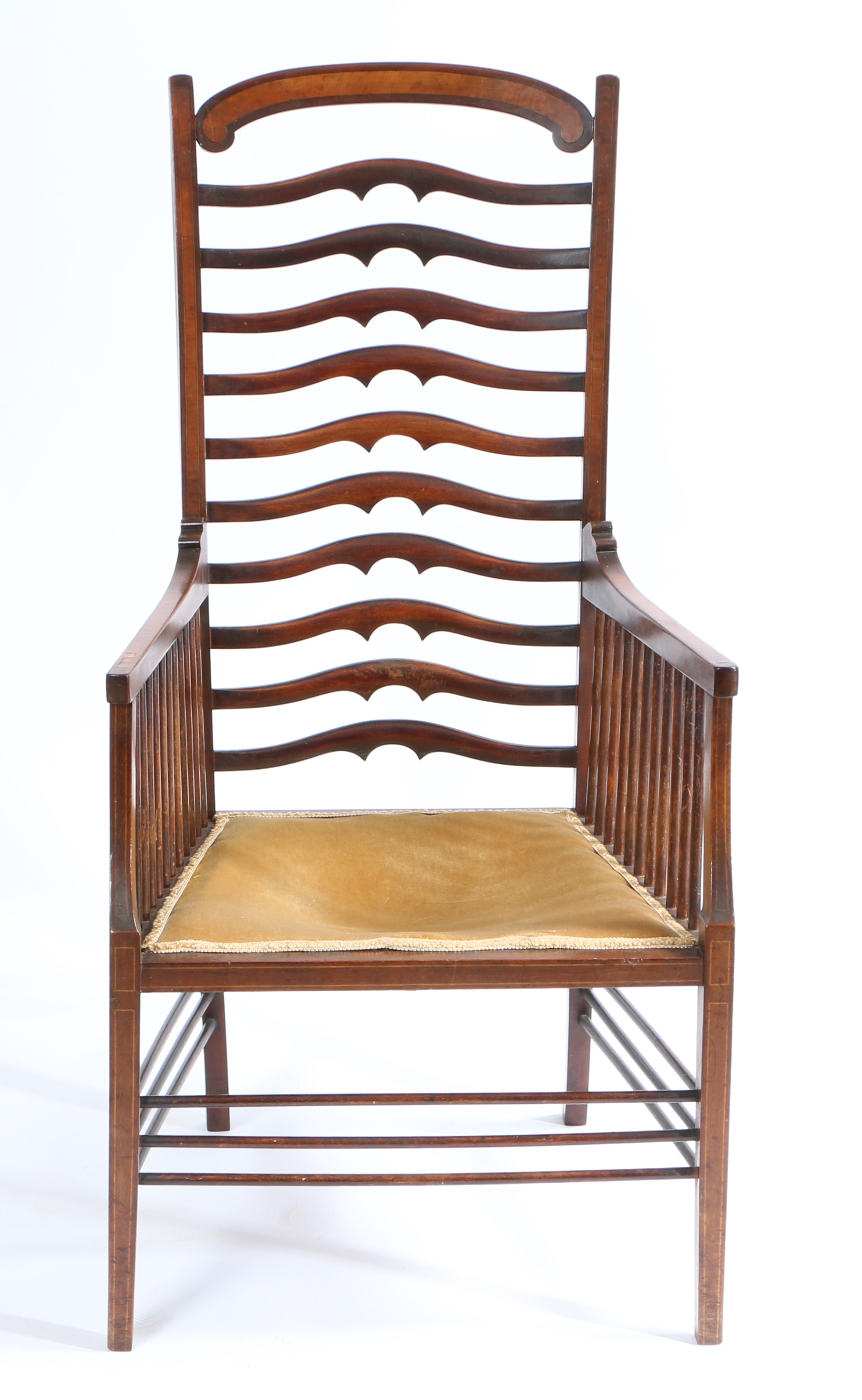 AN ARTS AND CRAFTS LADDER BACK CHAIR. - Image 3 of 4