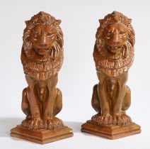 ALFRED G HOPKINS (1884-1940), A PAIR OF SALT GLAZED STONEWARE LIONS.