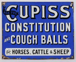 A RARE CUPISS' CONSTITUTION & COUGH BALLS ENAMEL SIGN.