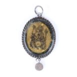 A FRENCH GLASS, SILVER AND PARCEL-GILT DEVOTIONAL MEDALLION SECOND HALF 17TH CENTURY.