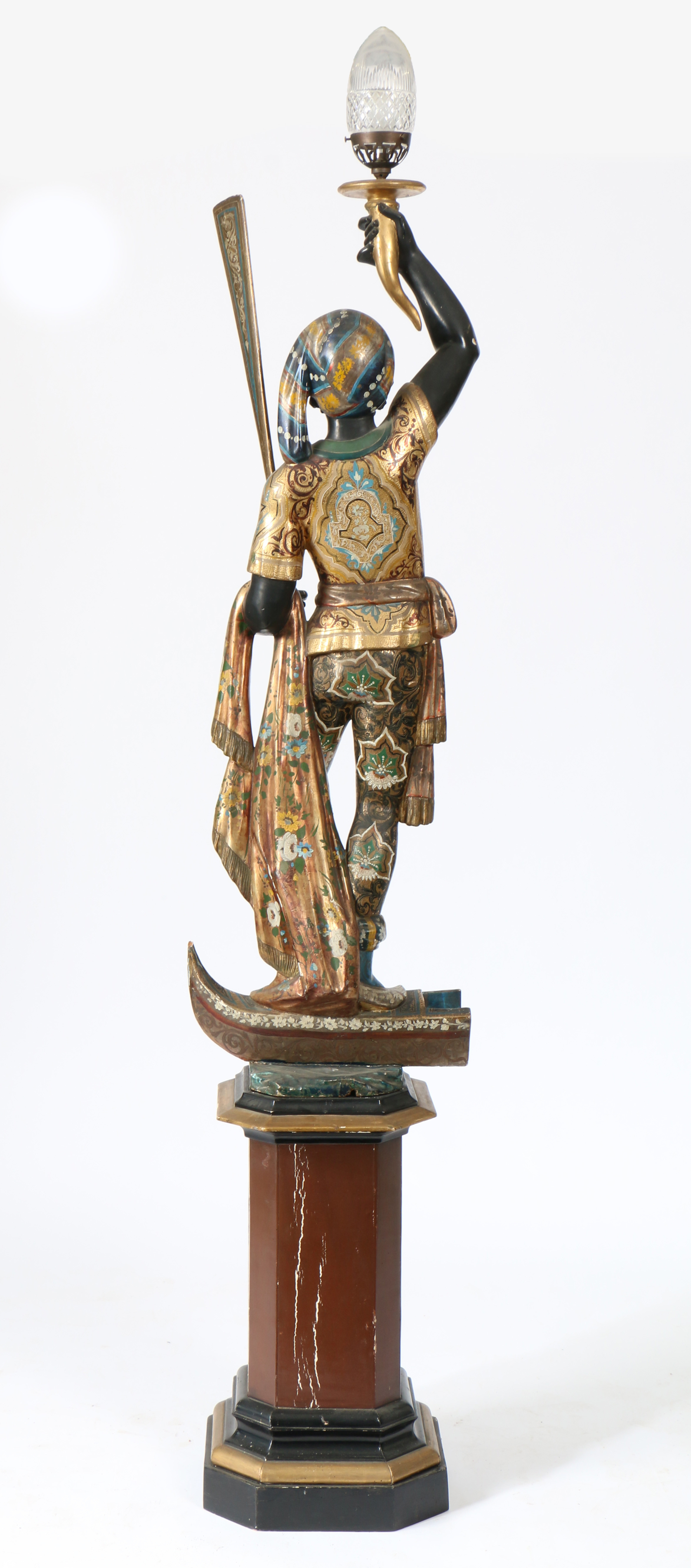 A 19TH CENTURY VENETIAN CARVED WOODEN BLACKAMOOR FLOOR STANDING LAMP. - Image 4 of 4