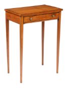 A REGENCY SATIN BIRCH SIDE TABLE.