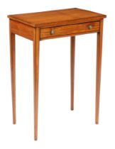 A REGENCY SATIN BIRCH SIDE TABLE.