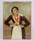 BORAX DRY SOAP. A LARGE, DOUBLE SIDED ADVERTISING SHOWCARD.