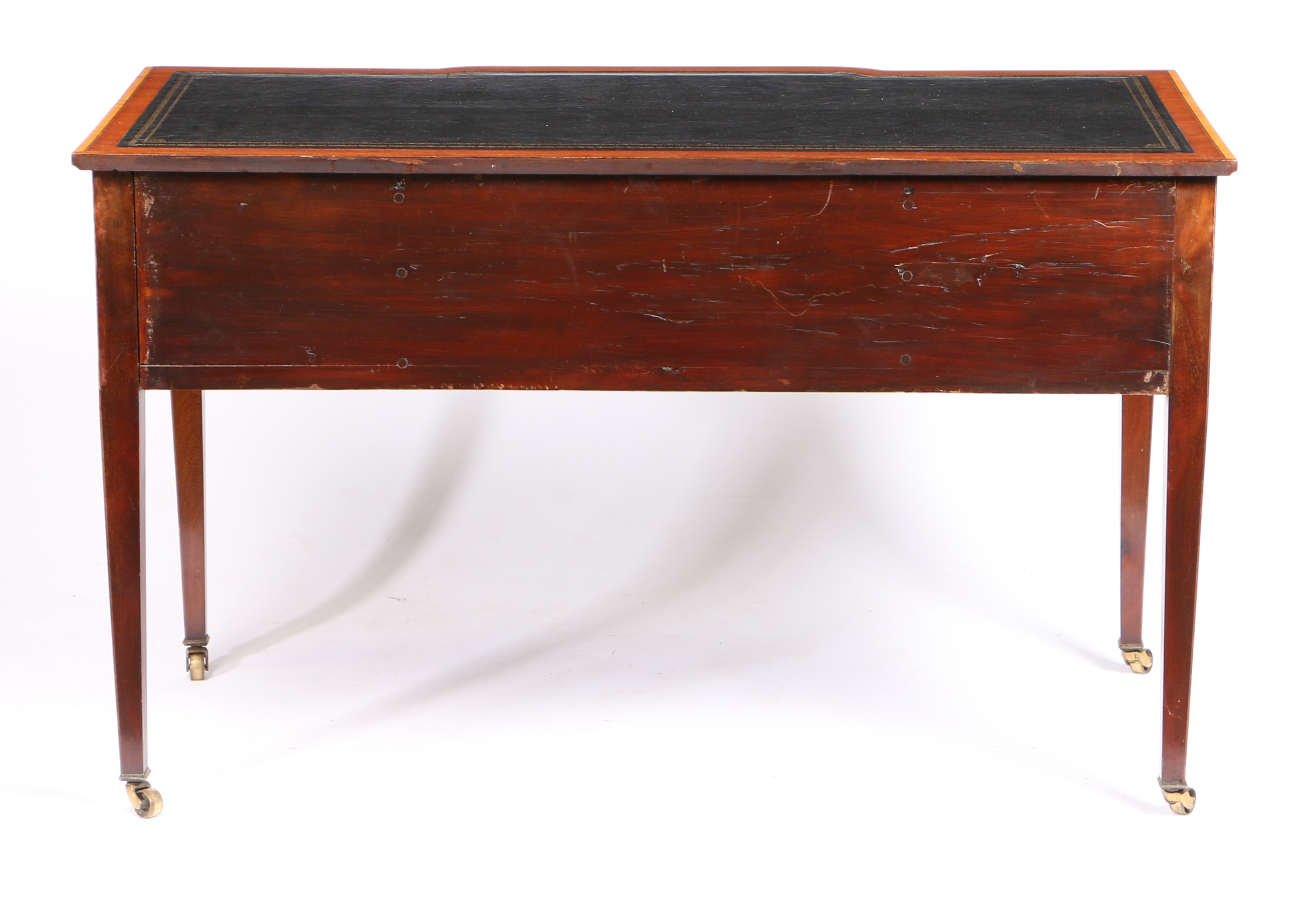 A 19TH CENTURY MAHOGANY AND SATINWOOD INLAID WRITING DESK, IN THE MANNER OF EDWARDS AND ROBERTS. - Image 4 of 4