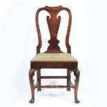 A QUEEN ANNE MAHOGANY SINGLE CHAIR.