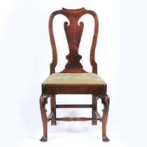 A QUEEN ANNE MAHOGANY SINGLE CHAIR.