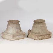 A PAIR OF LARGE STONE CAPITALS.