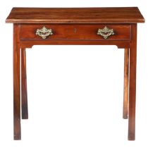 A GEORGE III YEW WOOD SIDE TABLE.