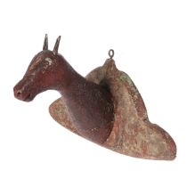 AN EARLY 20TH CENTURY AMERICAN FOLK ART HORSE TROPHY HEAD.