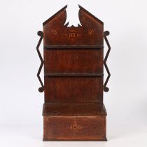 A GEORGE III OAK & INLAID SPOON RACK, CIRCA 1780.