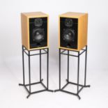 A PAIR OF RUSSELL K RED 100 SPEAKERS AND STANDS (4).