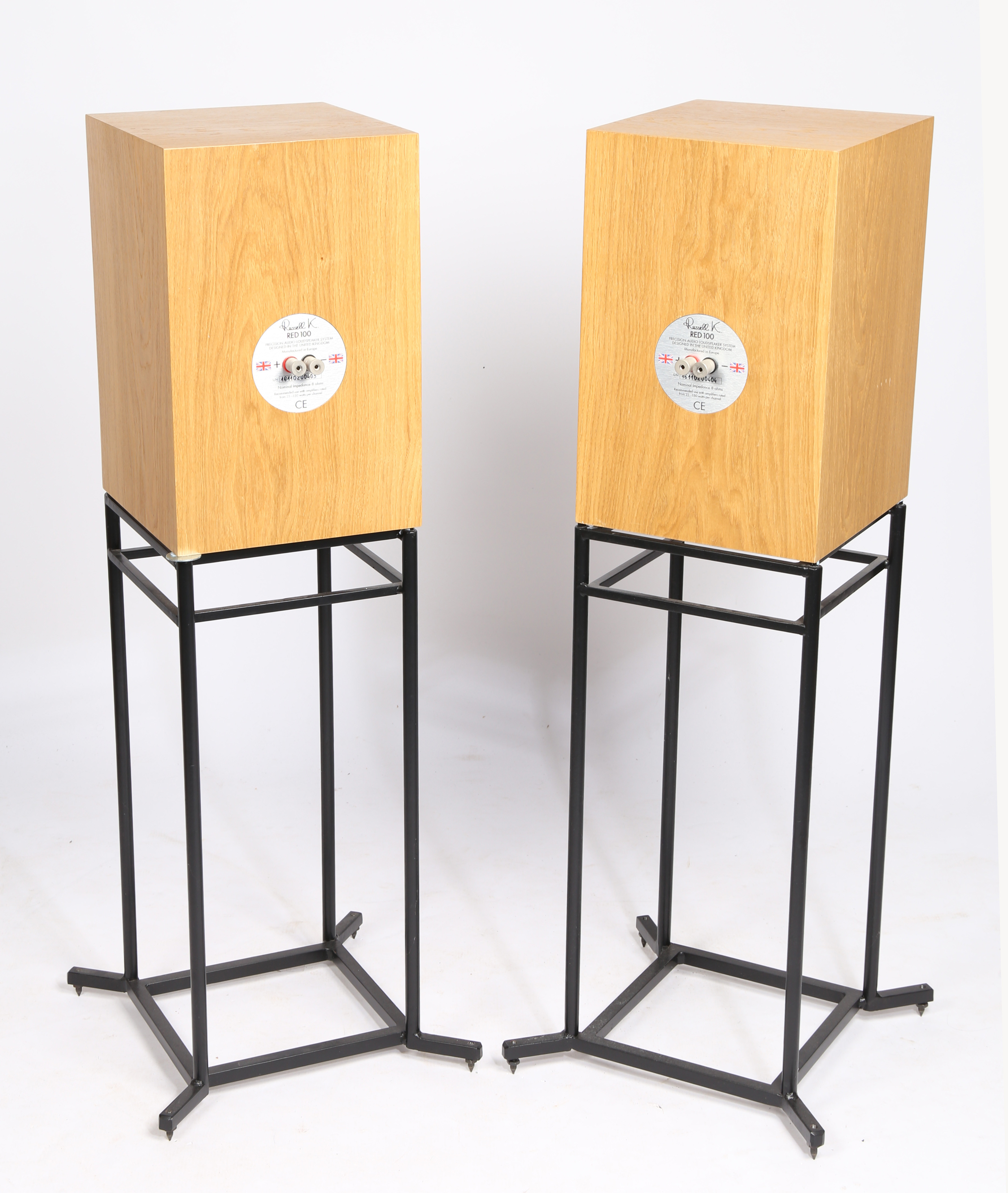 A PAIR OF RUSSELL K RED 100 SPEAKERS AND STANDS (4). - Image 3 of 8