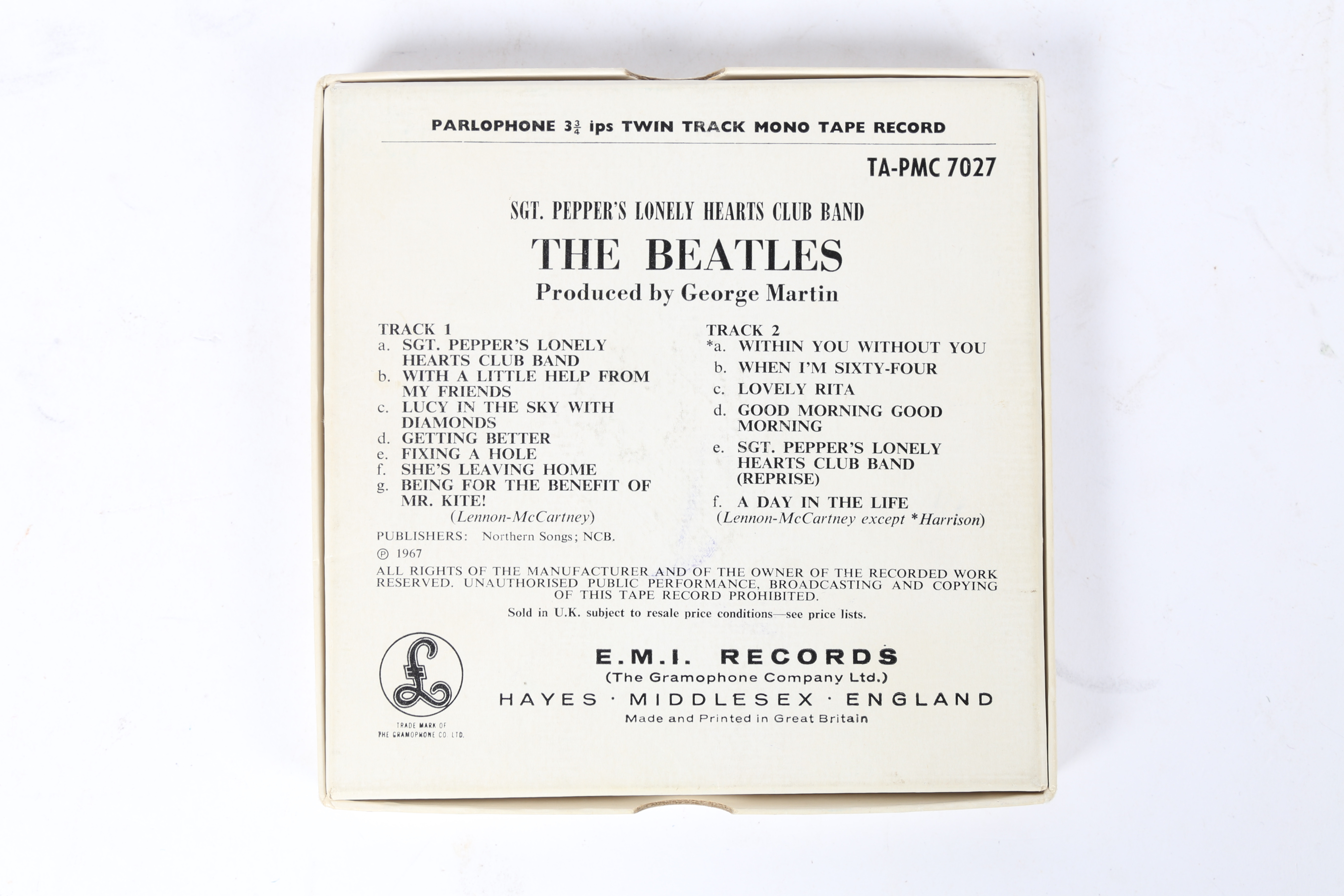 THE BEATLES - SGT. PEPPER'S LONELY HEARTS CLUB BAND REEL TO REEL. - Image 4 of 4