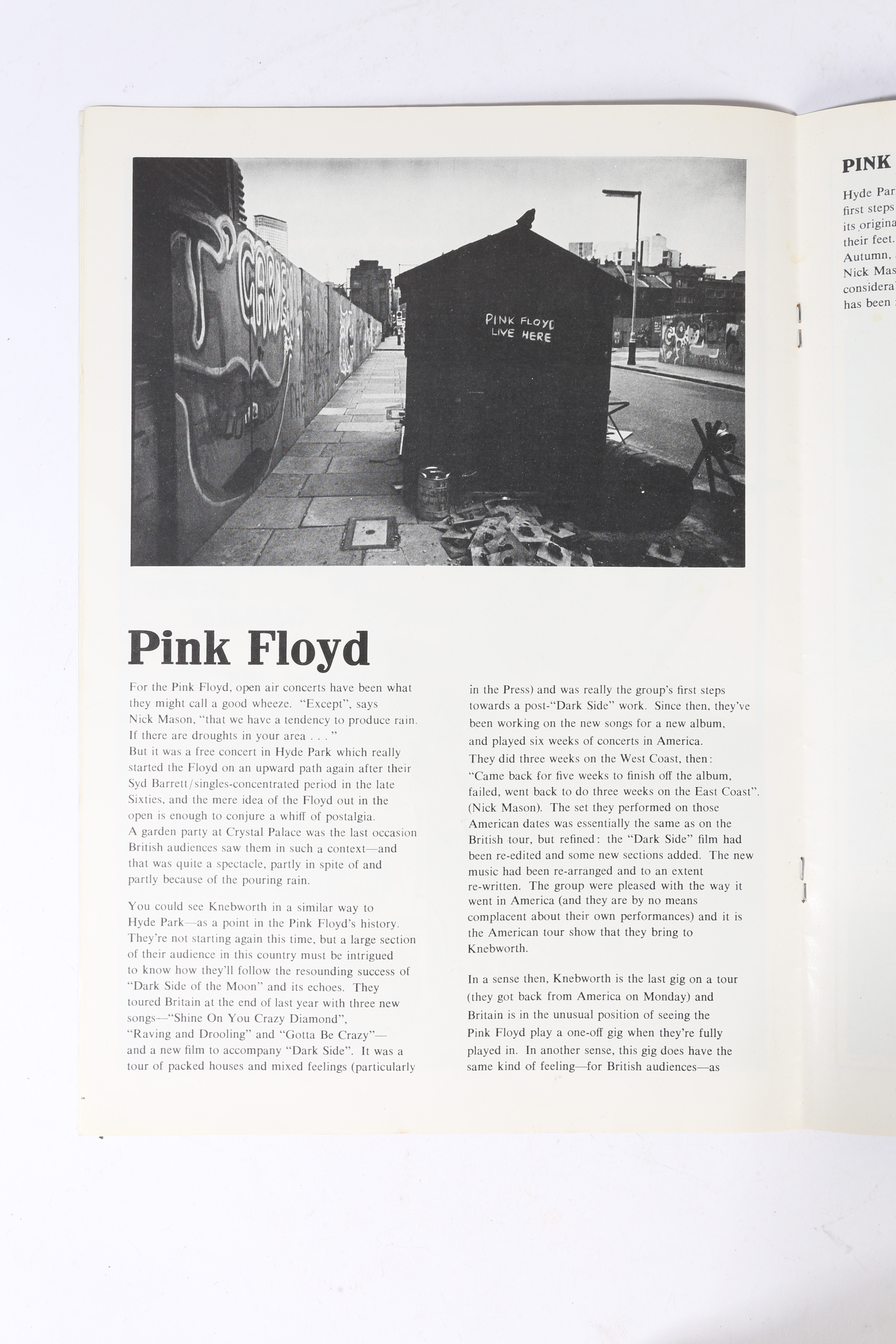 FIVE ORIGINAL PINK FLOYD PROGRAMMES. - Image 11 of 20